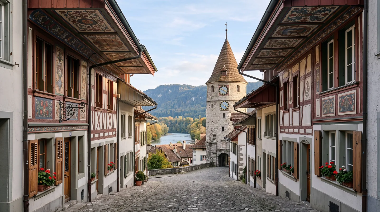 Aarau: Dachhimmel der Altstadt und Obertorturm